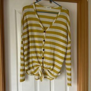 Boutique Waffle knit button down the front tie